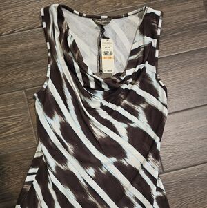 Tommy Bahama Brown& Cream Striped Tank Top. NWT. Size Small. 87%Viscose13%spandx